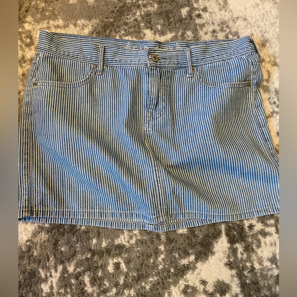 Blue & White Striped Jean Mini Skirt